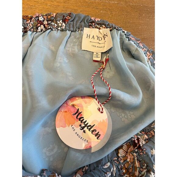 Hayden Women's Blue Floral Off-Shoulder Knee Length Dress - Picture 6 of 8